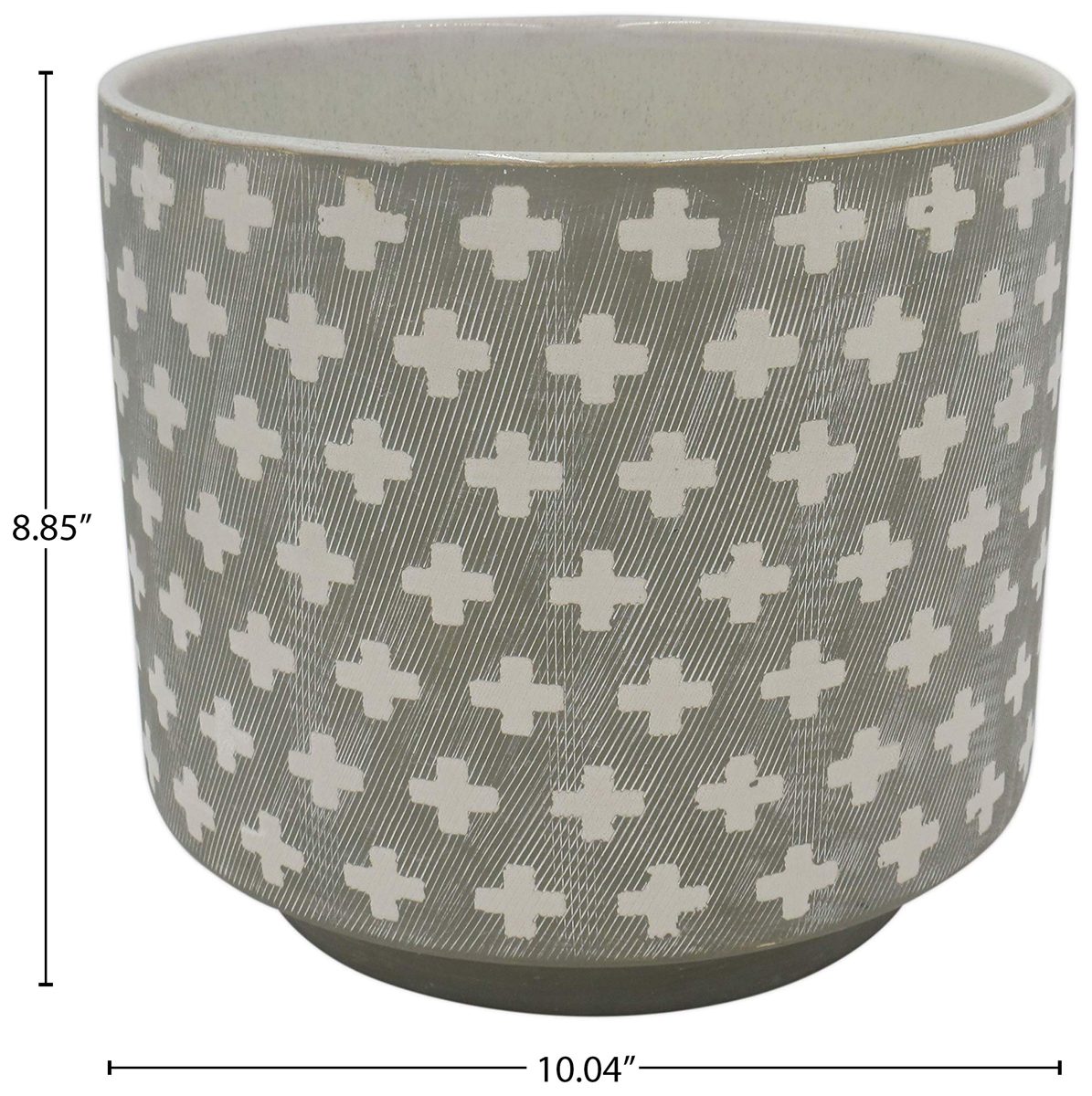 Amazon Brand – Rivet Rustic Cross-Patterned Stoneware Planter, 8.85"H, White and Gray