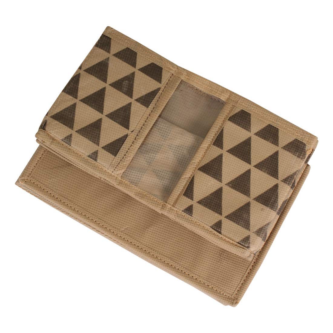 Amazon Brand - Solimo Printed Fabric Rectangular Storage Box, Large, Set of 3, Brown