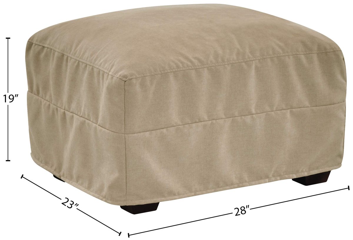 Amazon Brand – Stone & Beam Conner Slipcover Ottoman, 28"W, Linen