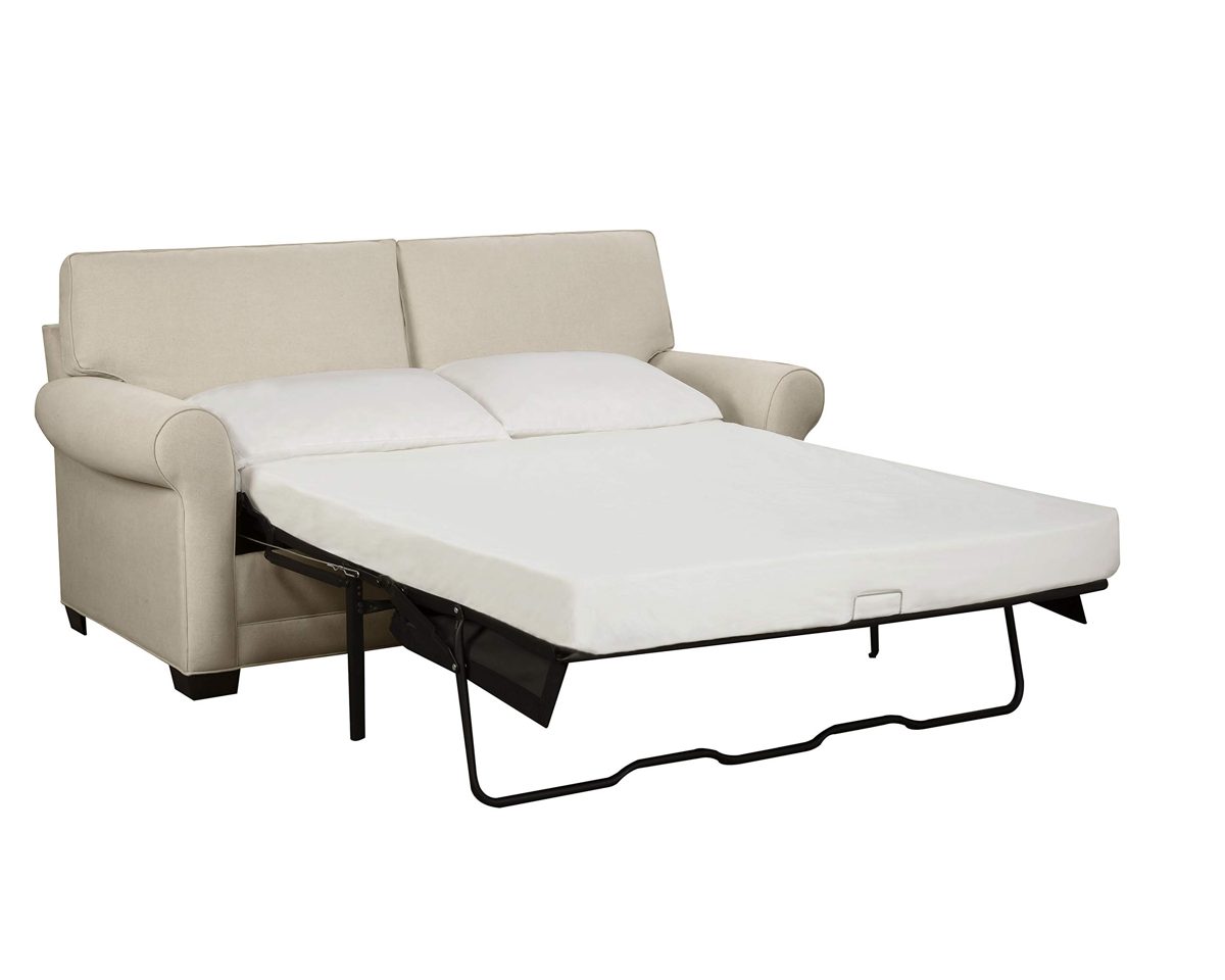Stone & Beam Kristin Mid-Century Wood-Framed Sleeper Sofa, 76"W, Sand