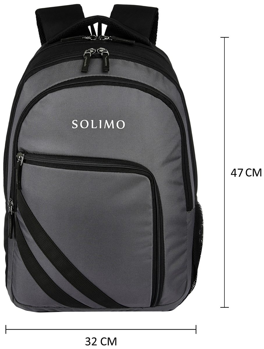Amazon Brand - Solimo Travel Backpack (29 litres, Metallic Grey & Coal Black)