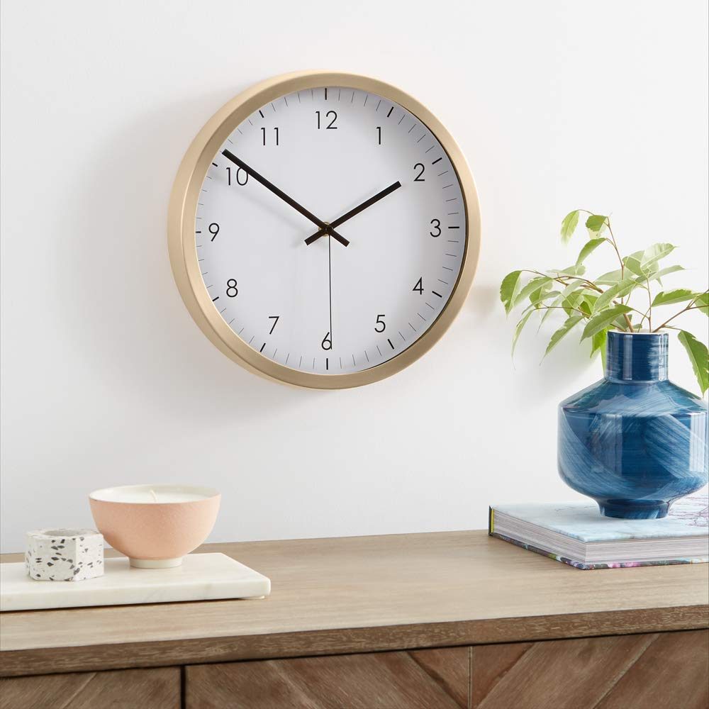 AmazonBasics 12" Traditional Wall Clock, Brass
