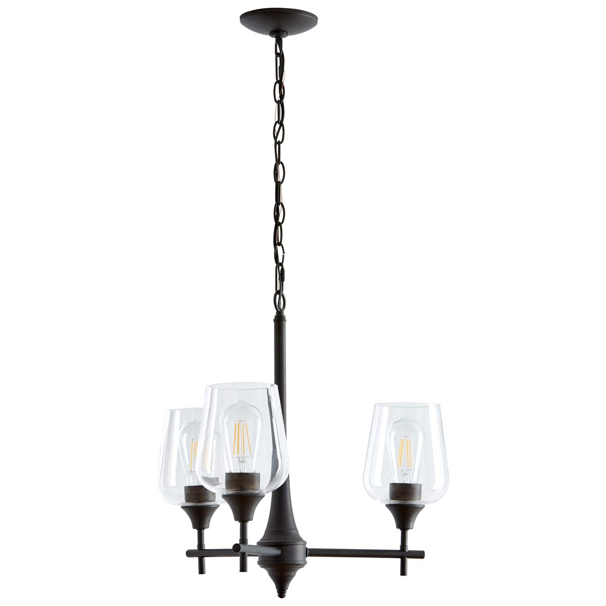 Stone & Beam Modern Steel-Framed Pendant with Blown-Glass Shades, 19" H, Oil-Rubbed Bronze