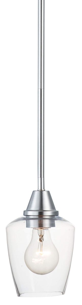 Amazon Brand – Stone & Beam Modern Indoor Hanging Glass Shade Pendant Ceiling Fixture with Light Bulb - 4.75 x 4.75 x 7.51 Inches, 51 Inch Cord, Satin Nickel