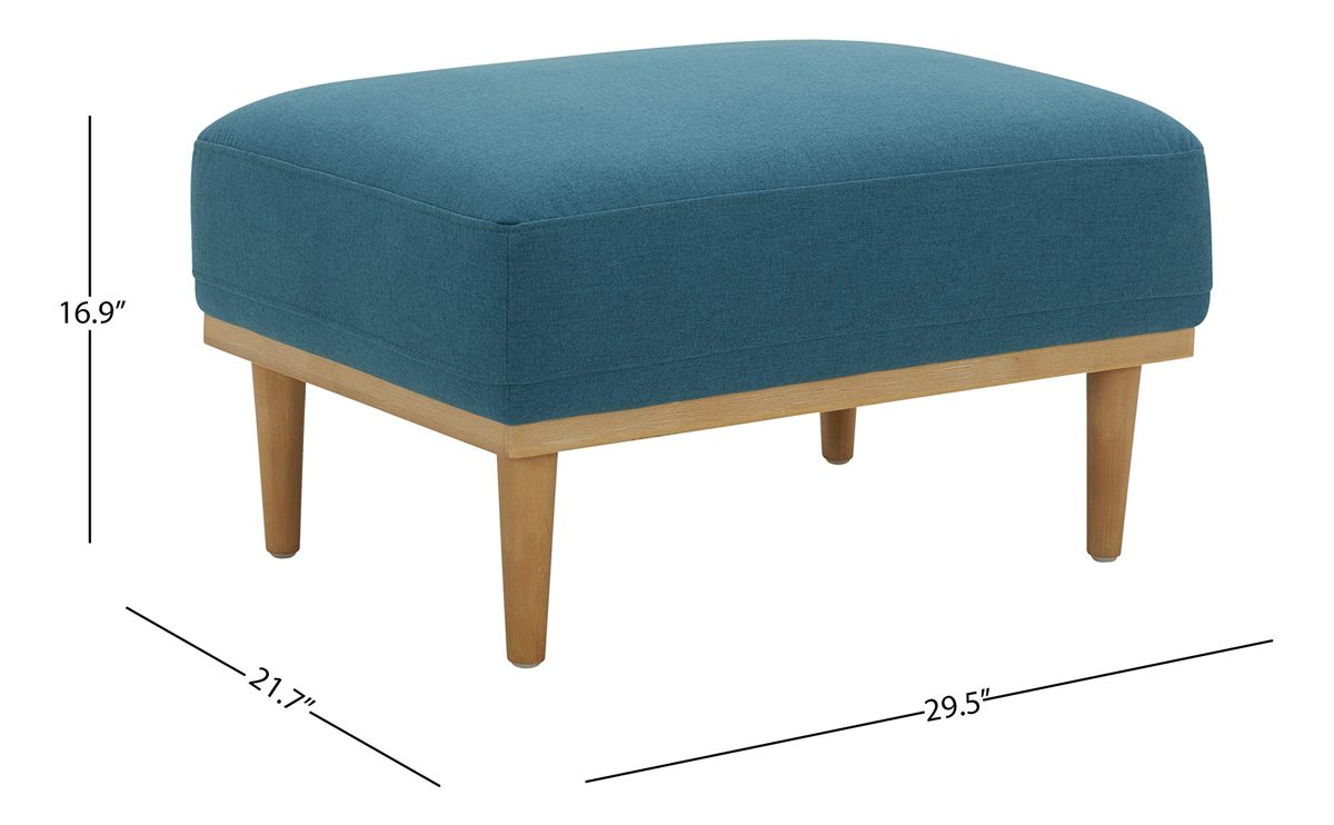 Amazon Brand – Rivet Alvin Contemporary Livingroom Ottoman, 29.5"W, Aqua Teal Blue