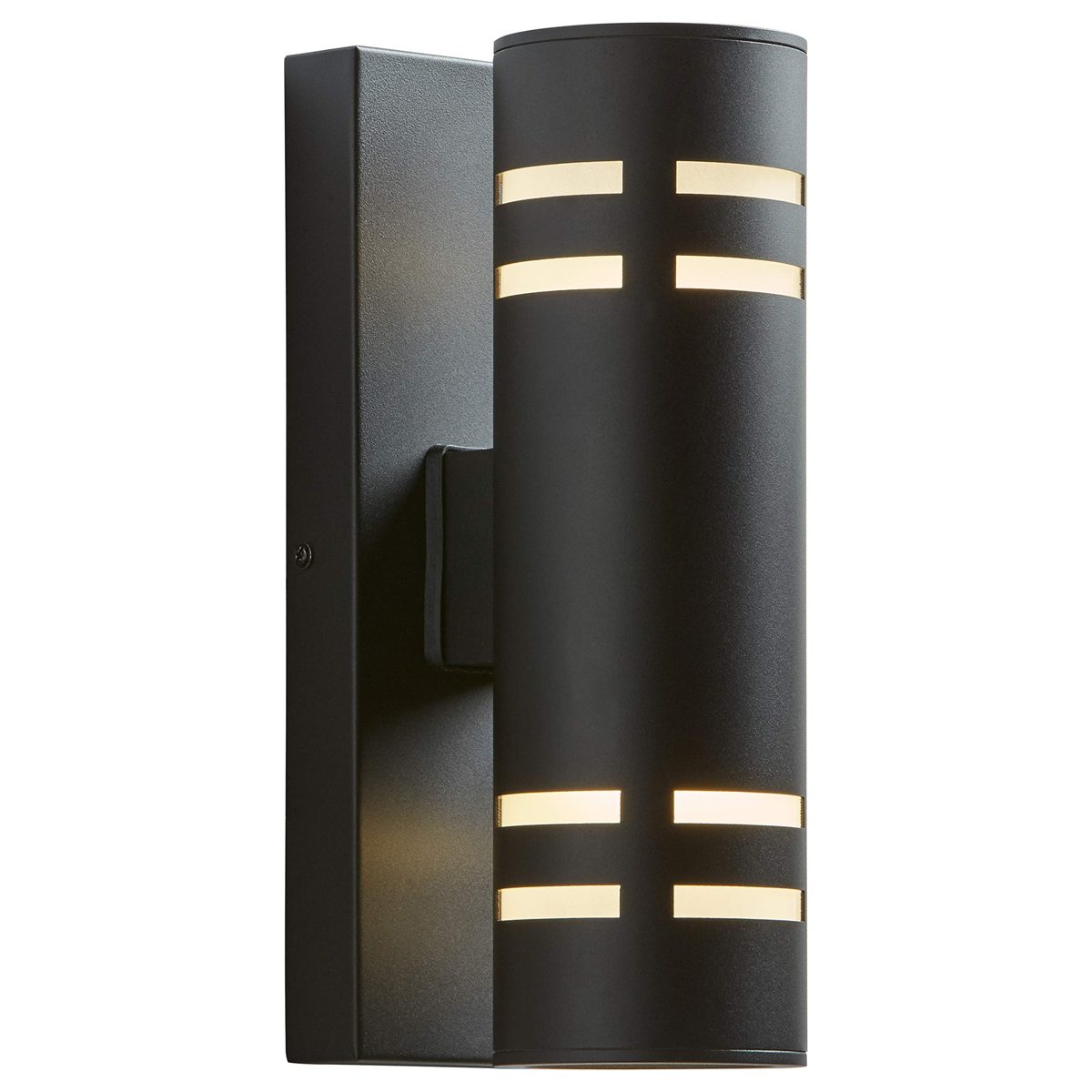 Amazon Brand – Rivet Contemporary Exterior Porch Cylinder Wall Sconce Fixture with Light Bulb - 4.25 x 6.5 x 13 Inches, Black