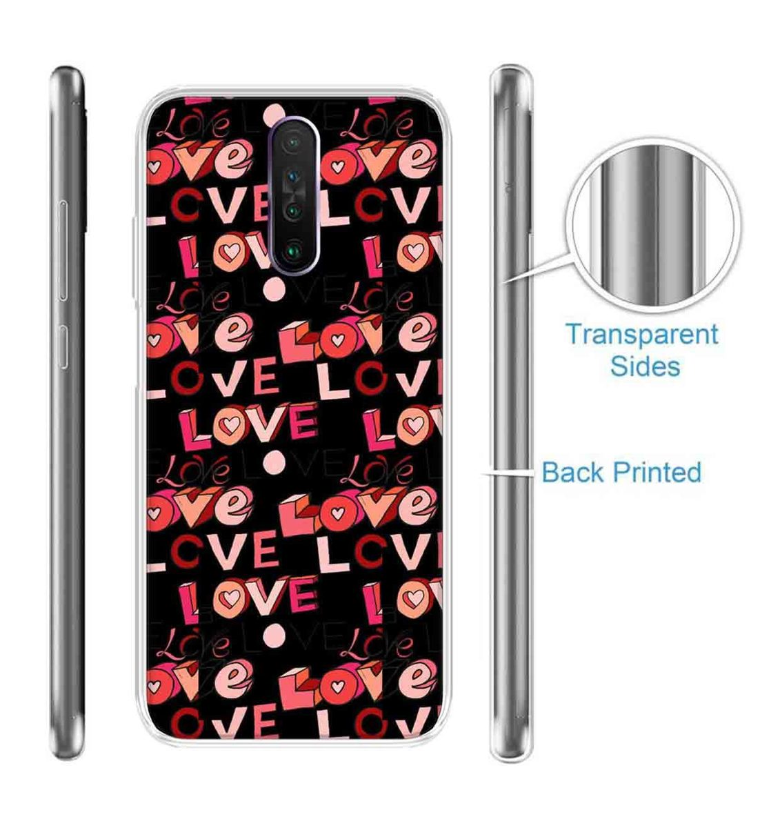 Amazon Brand - Solimo Designer Multicolor Poster Love Black Pattern Design Printed Soft Back Case Mobile Cover for Poco X2 / Xiaomi Redmi K30