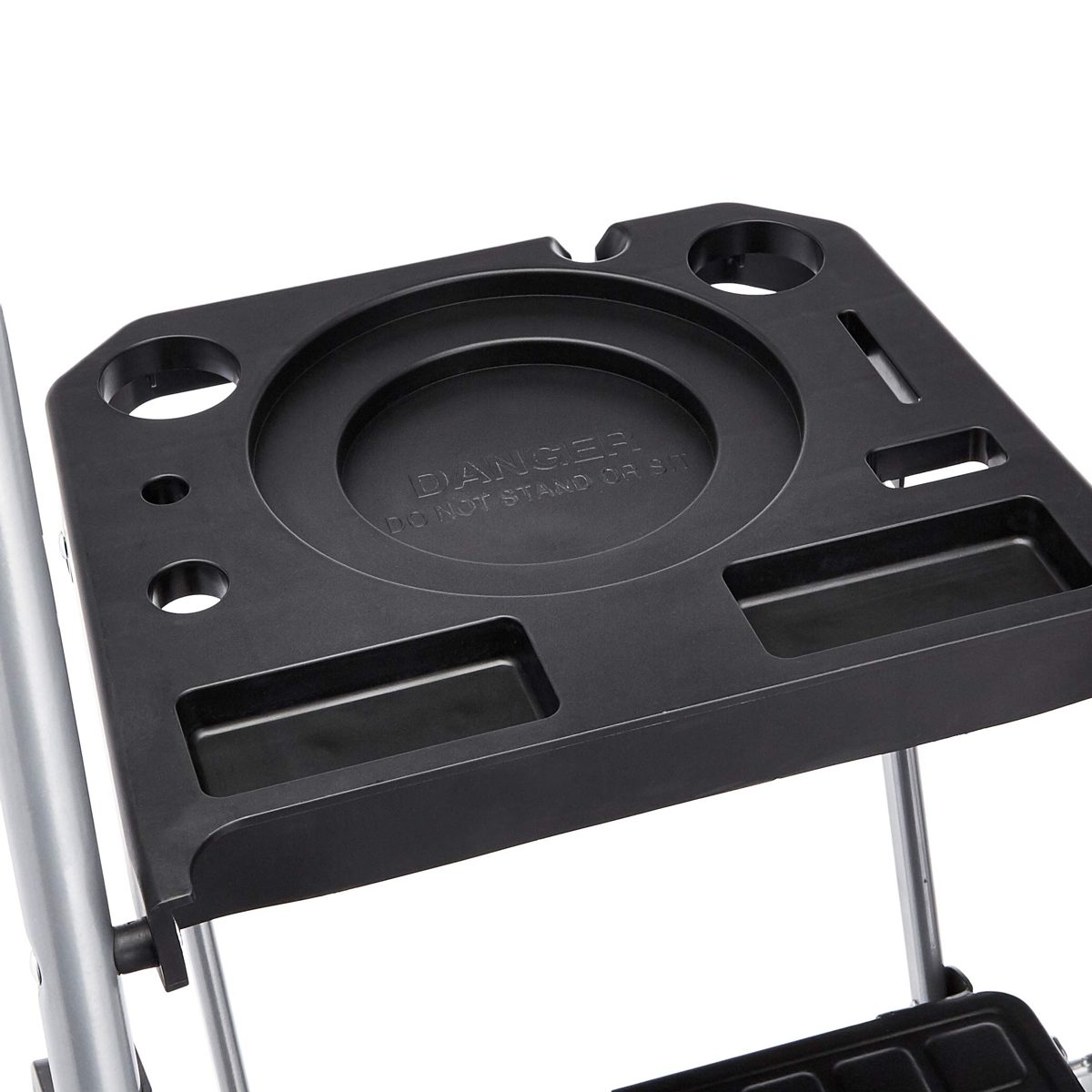Amazon Basics Folding Step Stool - 3-Step with Tooltray, Steel, 200-Pound Capacity, Grey
