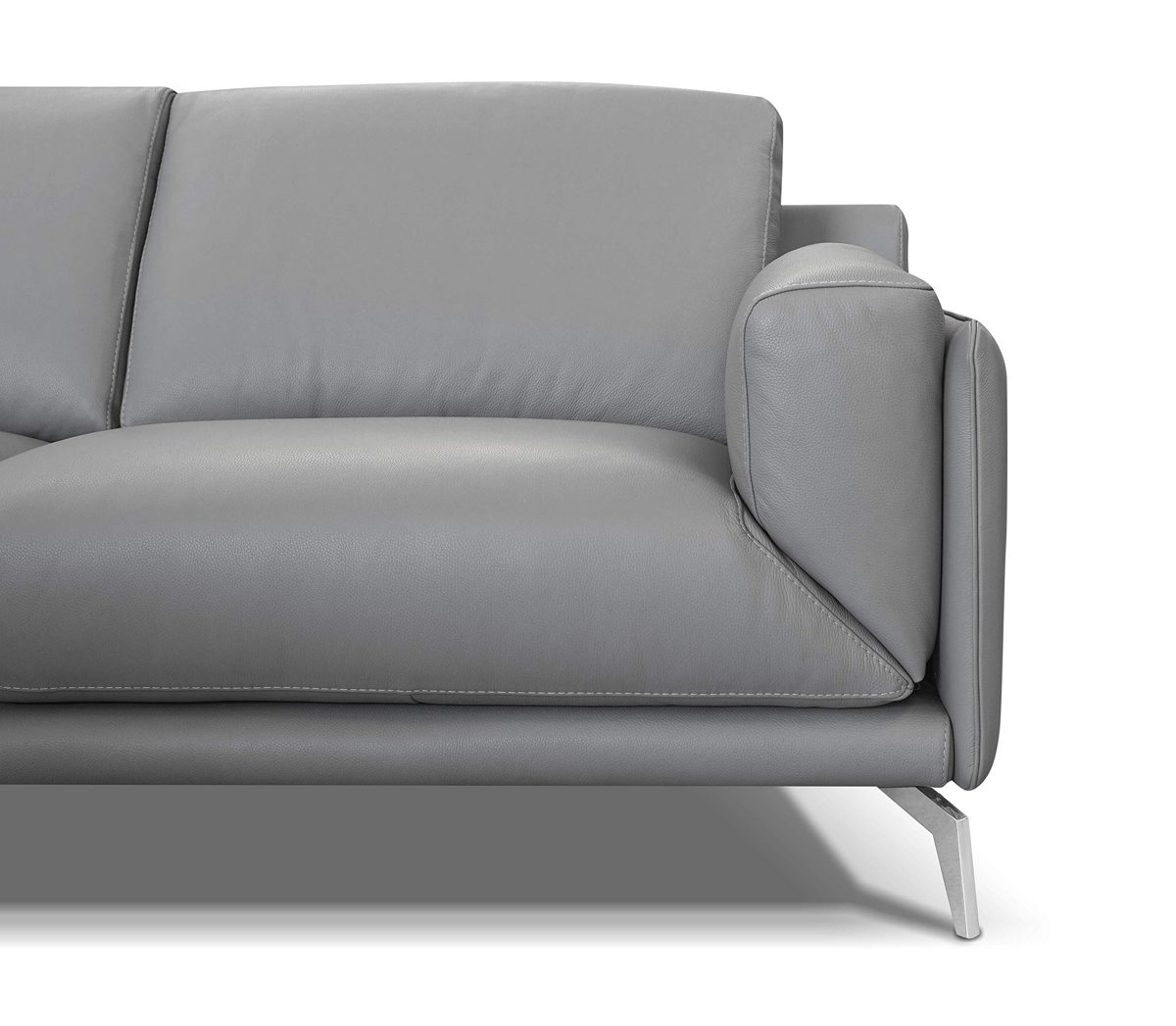 Amazon Brand - Alkove Porto Hand-Crafted Leather Sofa, 3 Seater, 97 x 210 x 90cm, Light Grey
