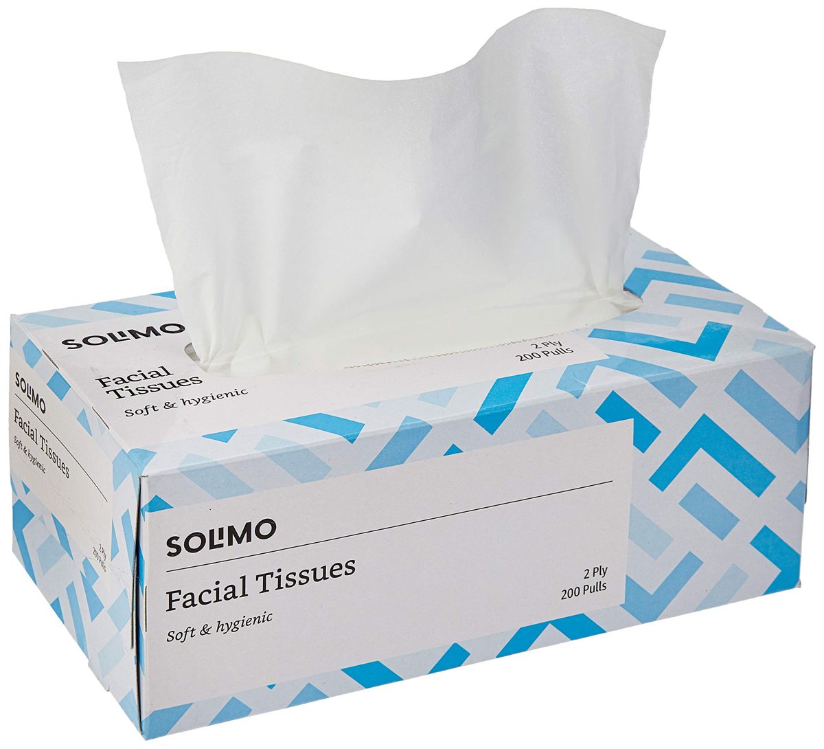 Amazon Brand - Solimo 2 Ply Facial Tissues Carton Box - 200 Pulls (Pack of 3)