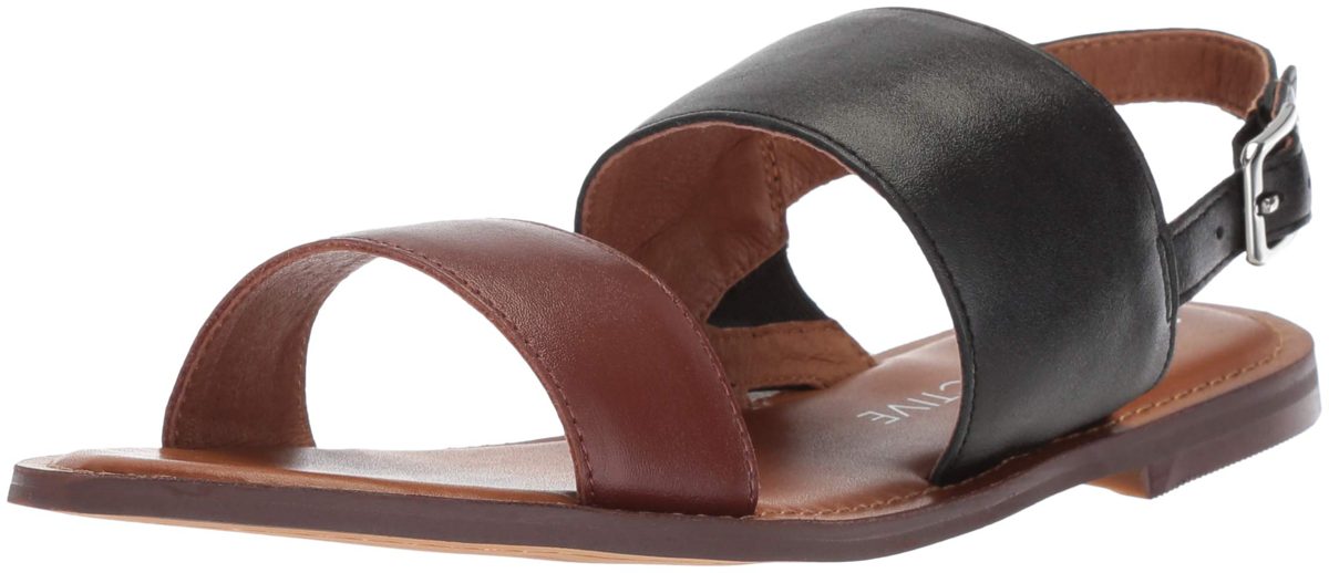 Amazon Brand - 206 Collective Women's Cedar Casual Double Band Sandal, Cognac/Black Leather, 11.5 B US