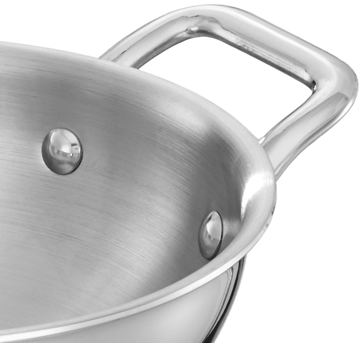 Amazon Brand - Solimo Tri-ply Stainless Steel Induction Base Kadhai with Steel lid (20cm, 1.75L)
