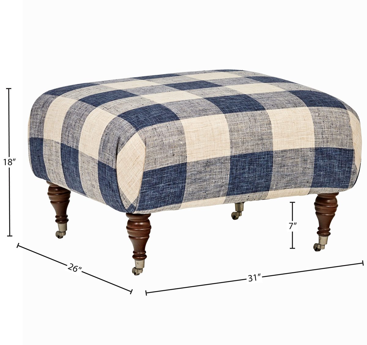 Stone & Beam Cameron Classic Ottoman, 31" W, Indigo