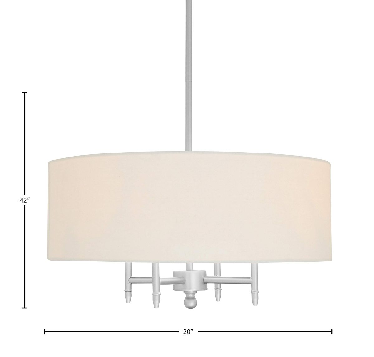 Amazon Brand – Stone & Beam Classic Ceiling Pendant Chandelier Fixture With White Drum Shade- 20 x 20 x 42 Inches, Brushed Nickel