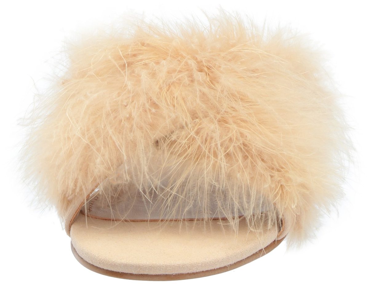 Amazon Brand - The Fix Women's Nadia Feather Slide Sandal Flat, Dove Suede, 8.5 B US