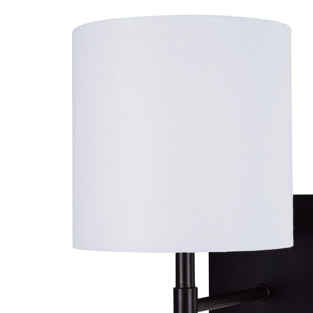 Amazon Brand – Ravenna Home Traditional Plug-In Wall Sconce with Linen Shade, LED Bulb Included, 11.75"H, Dark Bronze