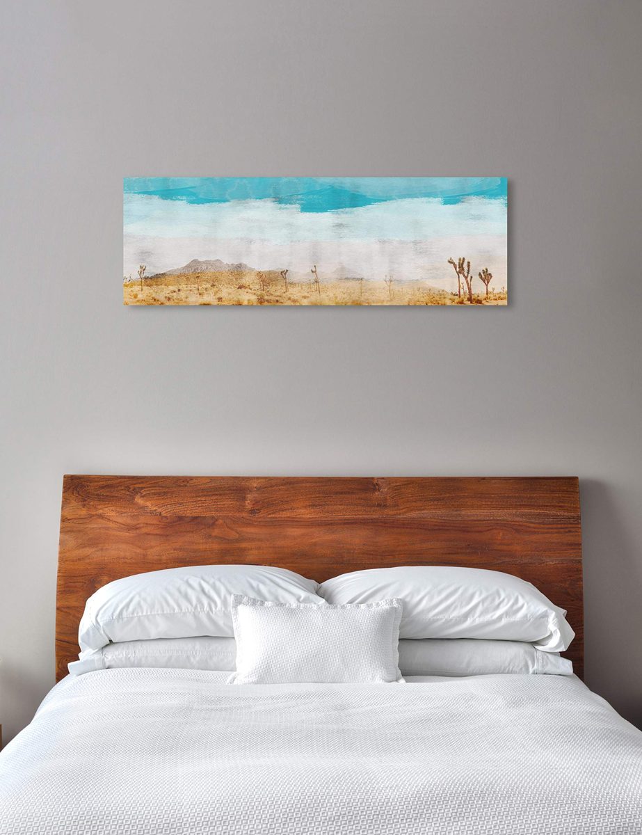 Amazon Brand – Stone & Beam Contemporary Turquoise and Tan Desert Scene on Canvas Wall Art, 60" x 20"