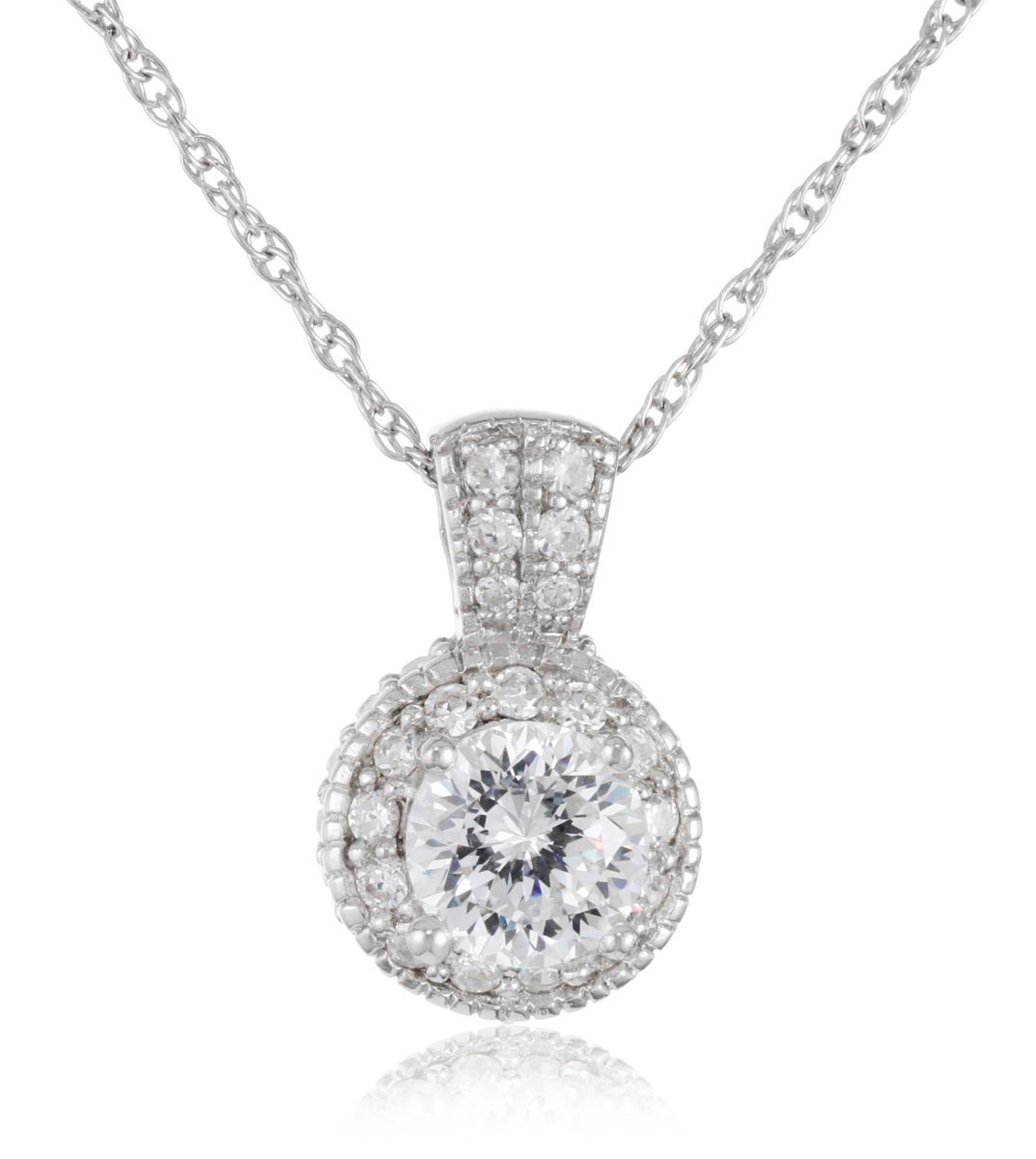 An AJC Collection (An AJC Collection) Silver 925 (Platinum coating) 2.8 CT Cubic Zirconia Antique Necklace ba984833hpp – 9r62