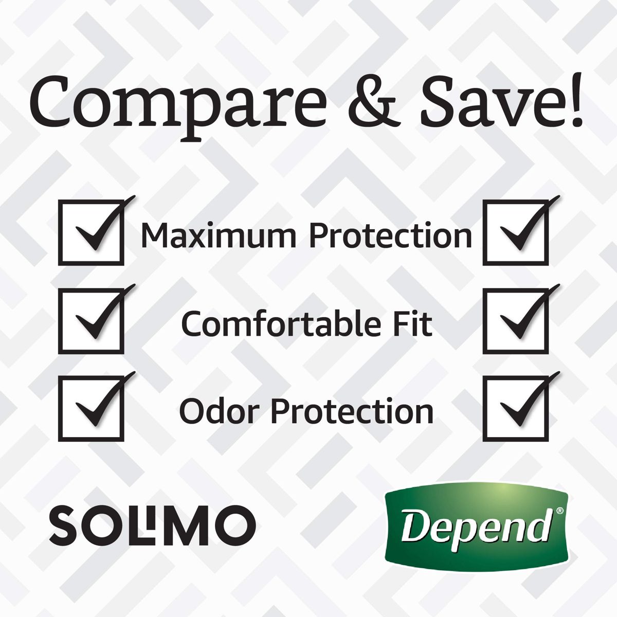 Amazon Brand - Solimo Incontinence Underwear for Men, Maximum Absorbency, Large, 18 Count, 1 Pack