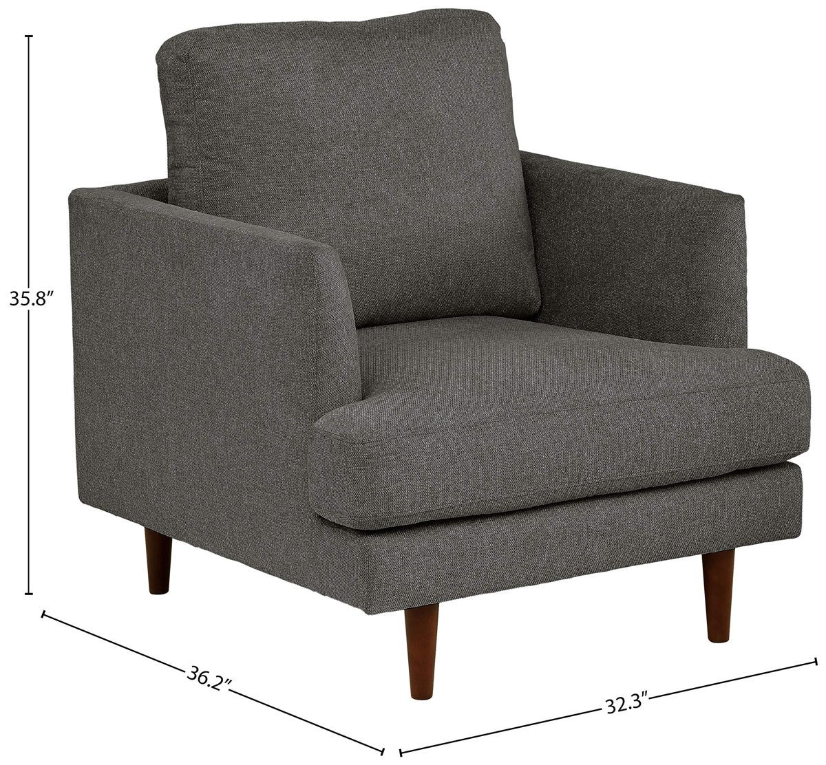 Amazon Brand – Rivet Goodwin Modern Living Room Accent Chair, 32.3"W x 35.8"H, Charcoal Grey