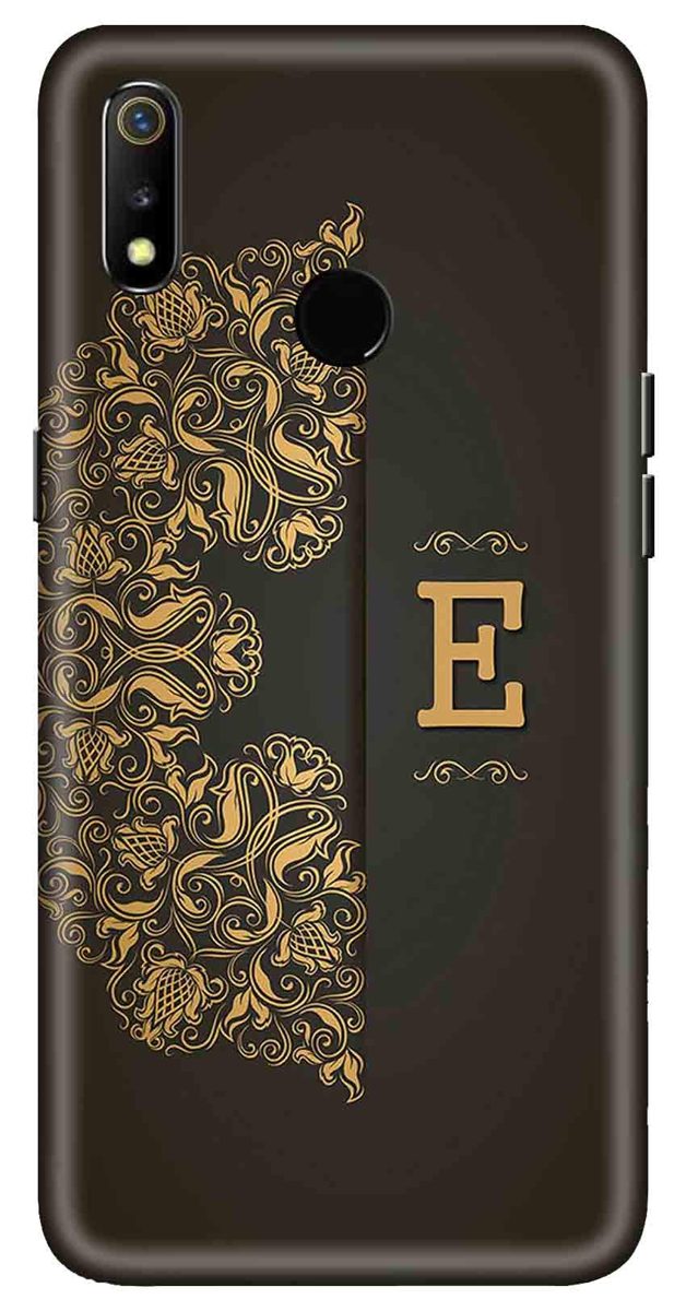 Amazon Brand - Solimo Designer Black Pattern Alphabet-E 3D Printed Hard Back Case Mobile Cover for Realme 3 / Realme 3i