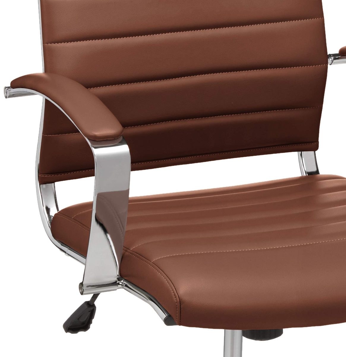 AmazonBasics High-Back Executive Swivel Office Desk Chair with Ribbed Puresoft Upholstery - Brick Red, Lumbar Support, Modern Style