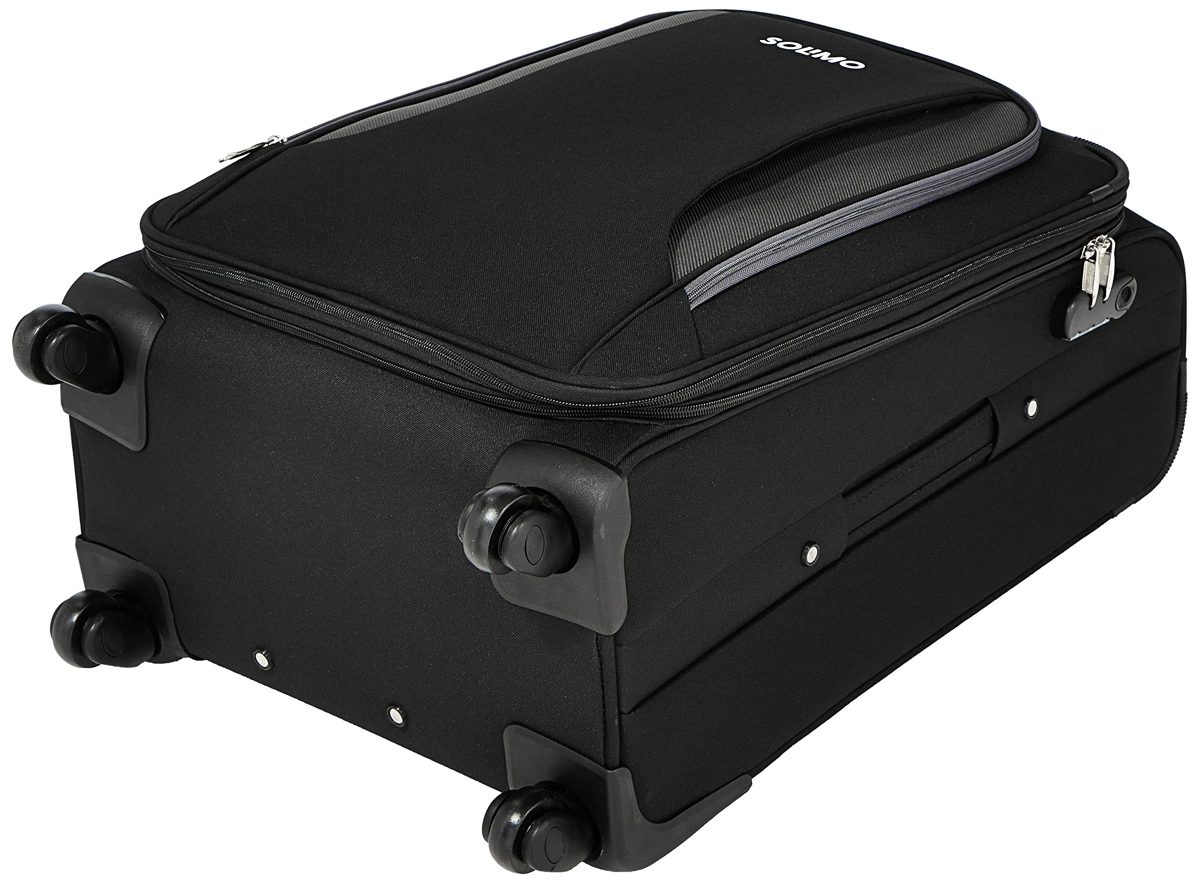 Amazon Brand - Solimo 68 cm Black Softsided Check-in Suitcase with Wheels