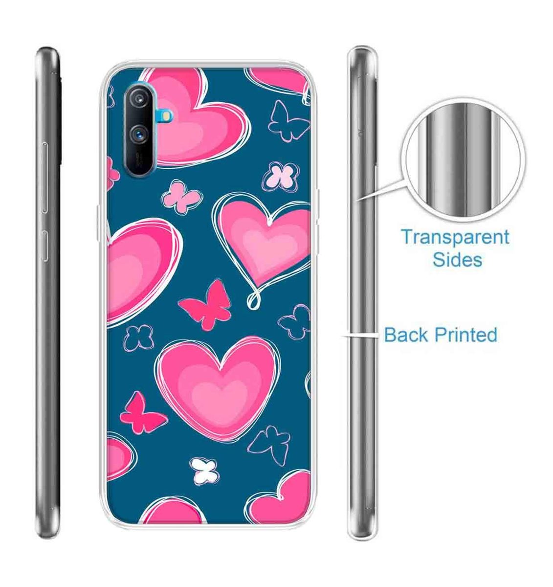 Amazon Brand - Solimo Designer Multicolor Love Butterfly Blue Pattern Design Printed Soft Back Case Mobile Cover for Realme C3