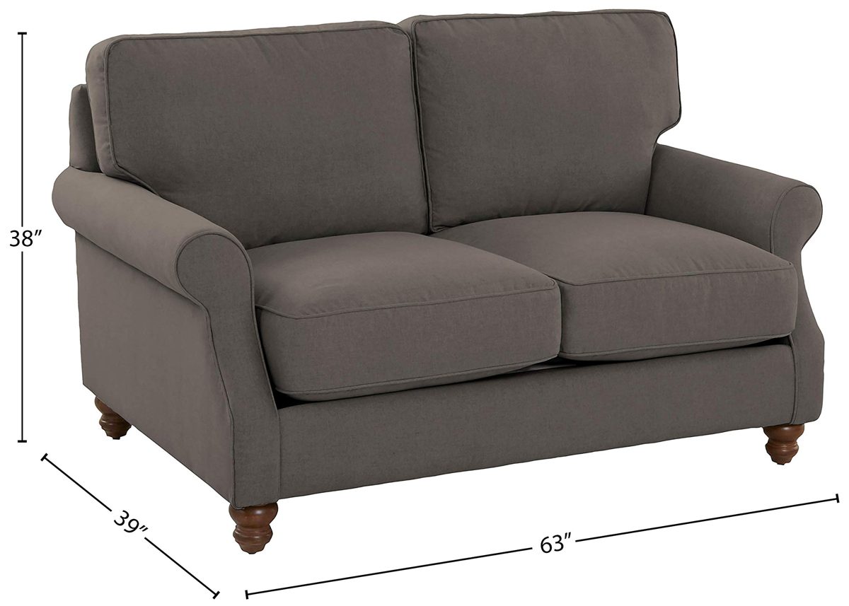 Amazon Brand – Stone & Beam Charles Classic Oversized Upholstered Loveseat, 63"W, Stone