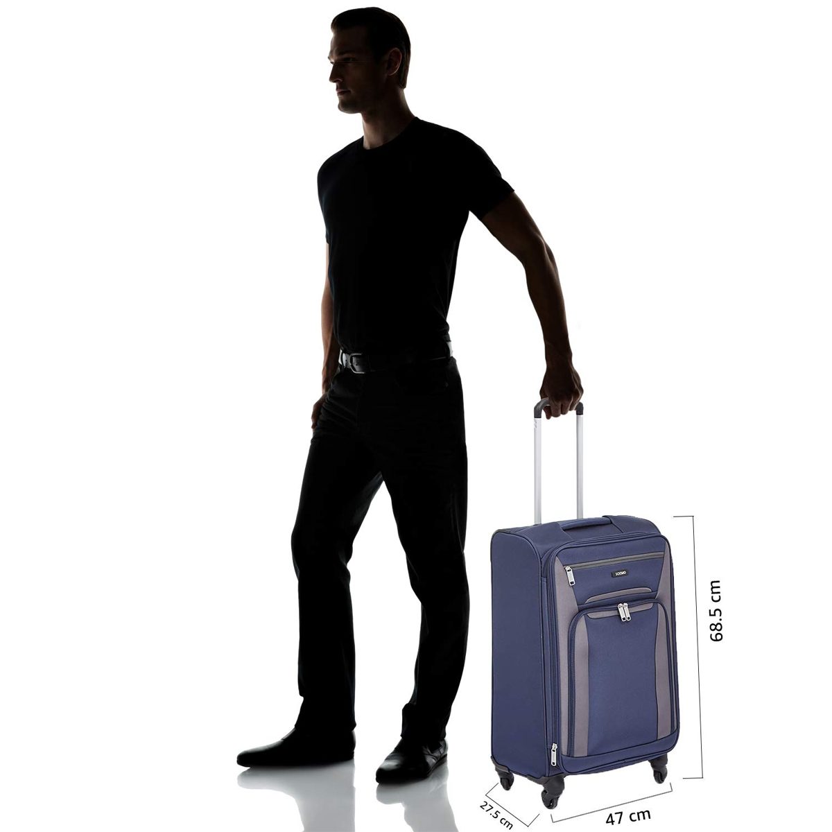 Amazon Brand - Solimo 68.5 cms Softsided Suitcase with Wheels and TSA Lock, Blue