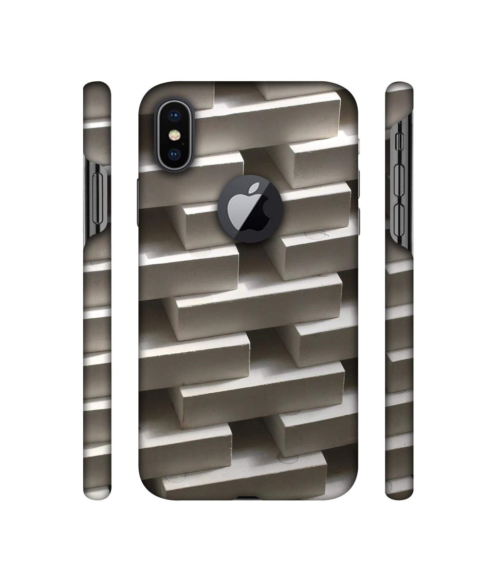 Amazon Brand - Solimo Designer Marble Blocks 3D Printed Hard Back Case Mobile Cover for Apple iPhone X (Logo Cut)