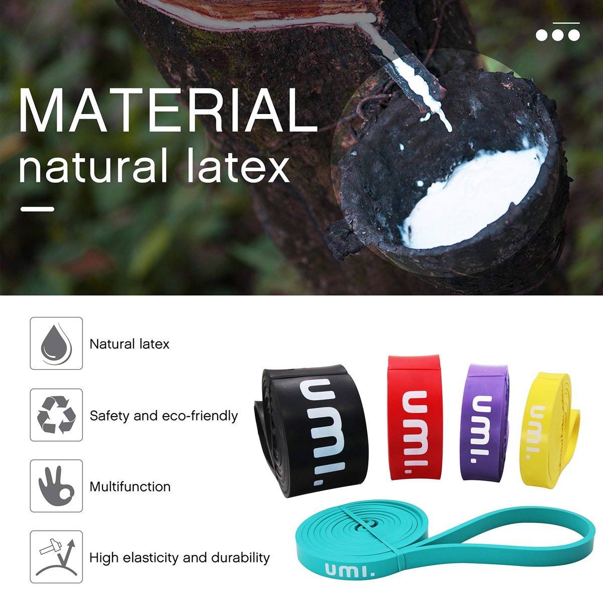 UMI. by Amazon - Resistance Bands Fitness Bands Natural Latex Mini Gym Bands for Pull Up Strength Training Crossfit Pilates Yoga Fitness Sports Muscle Building