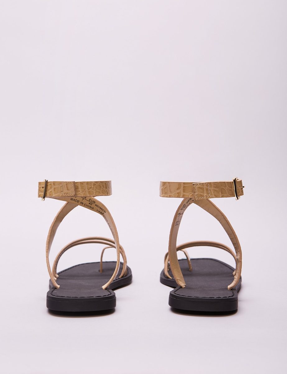 find. Women’s Ankle Strap Sandals, Brown, 6 UK