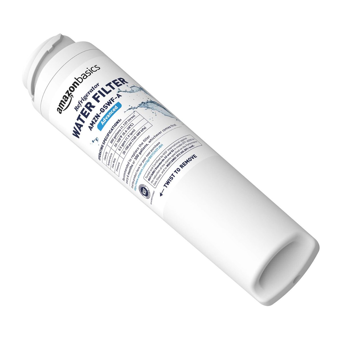 AmazonBasics Replacement GE GSWF Refrigerator Water Filter Cartridge - Advanced Filtration (Renewed)