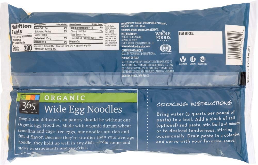 365 Everyday Value, Organic Wide Egg Noodles, 16 oz