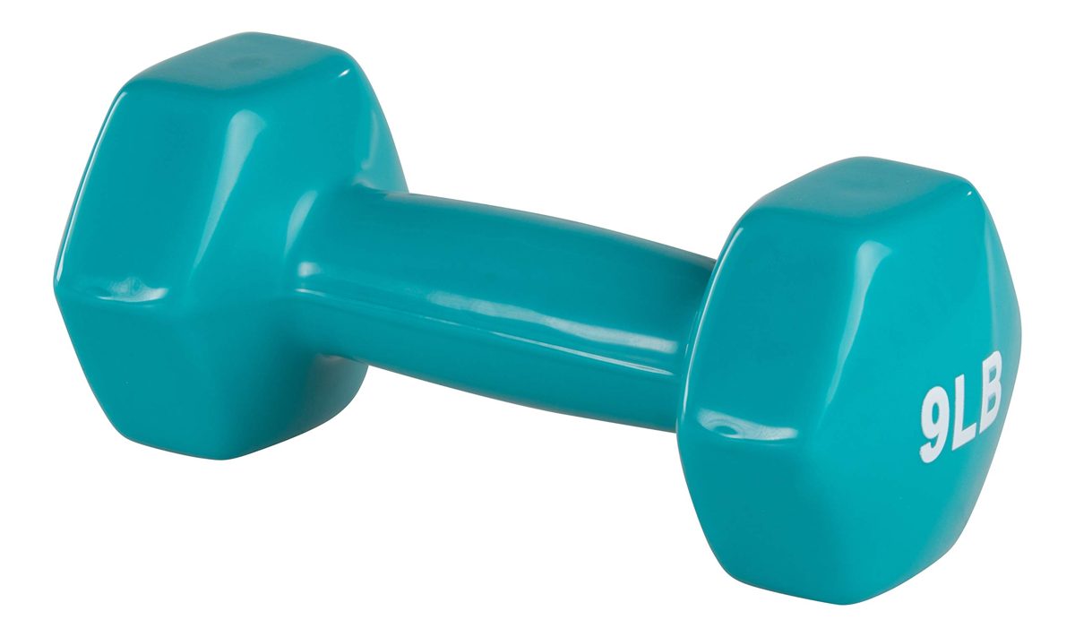 AmazonBasics Vinyl 9 Pound Dumbbells - Set of 2, Light Blue