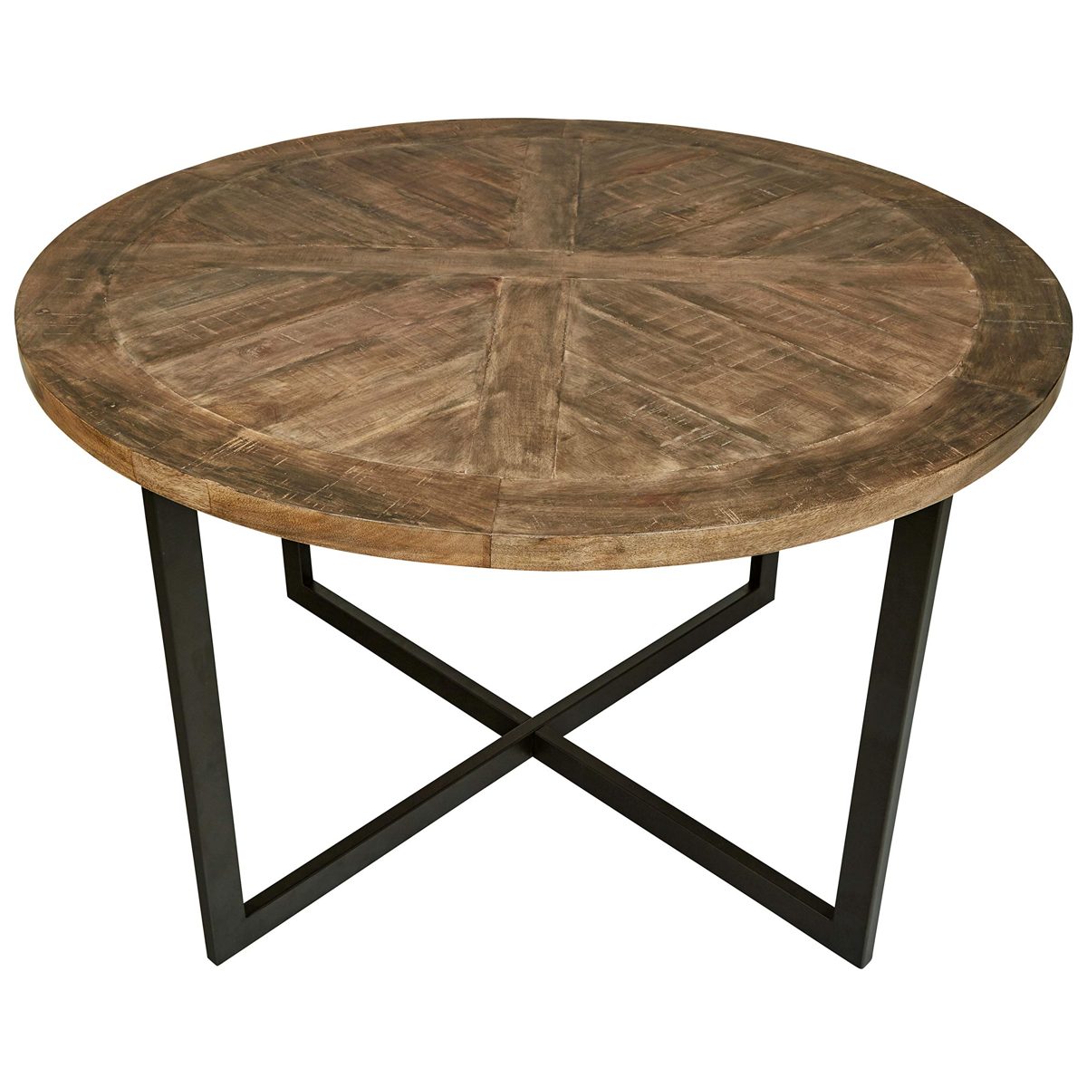 Amazon Brand – Stone & Beam Industrial Mango Wood Round Dining Table, 48"W, Gunmetal Finish