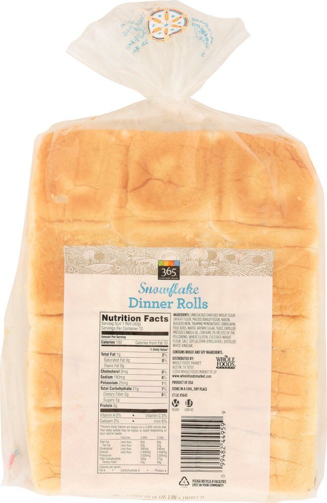 365 EVERYDAY VALUE Snowflake Dinner Rolls 12PK, 18 OZ