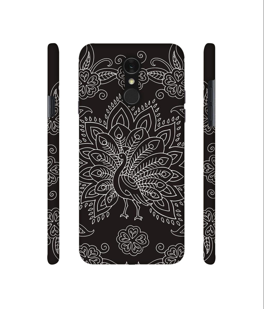 Amazon Brand - Solimo Designer White Peacock Rangoli 3D Printed Hard Back Case Mobile Cover for LG Q7