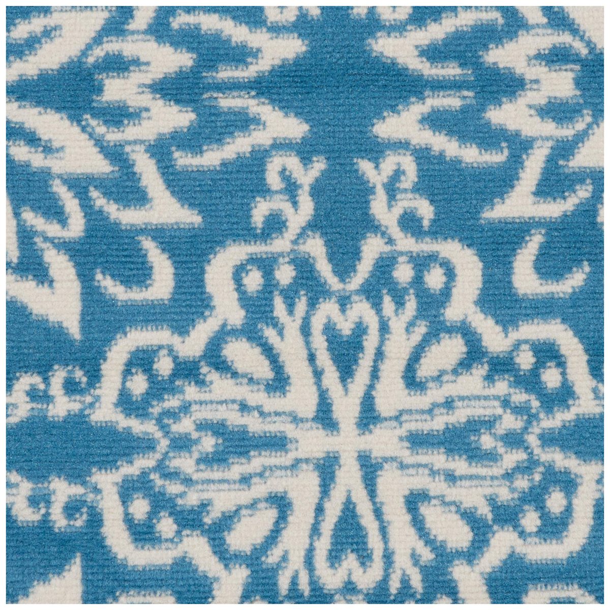 Ravenna Home Floral Medallion Tiled Rug, 5'3" Round, Cerulean Blue with Ivory