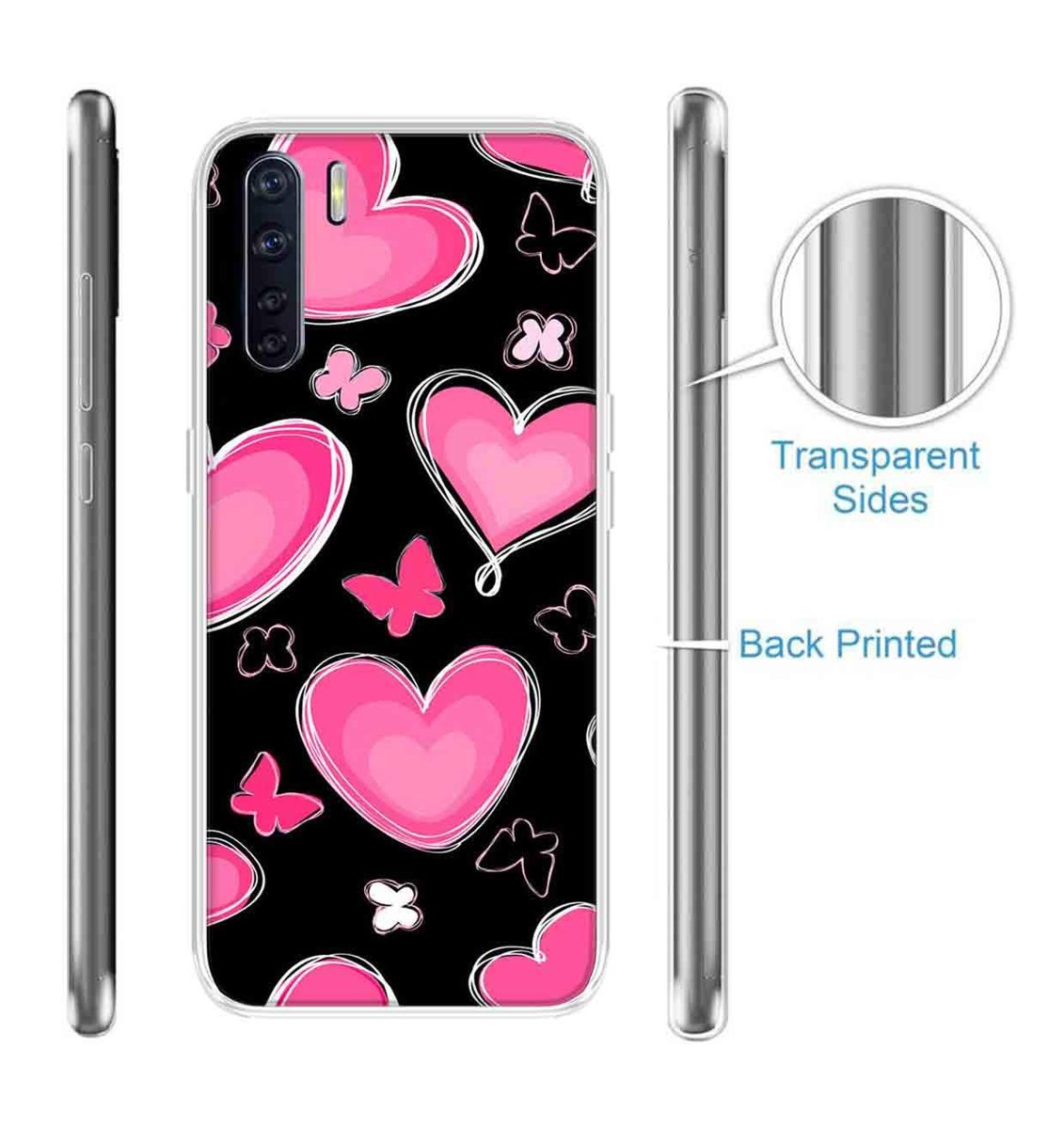 Amazon Brand - Solimo Designer Multicolor Love Butterfly Black Pattern Design Printed Soft Back Case Mobile Cover for Oppo F15