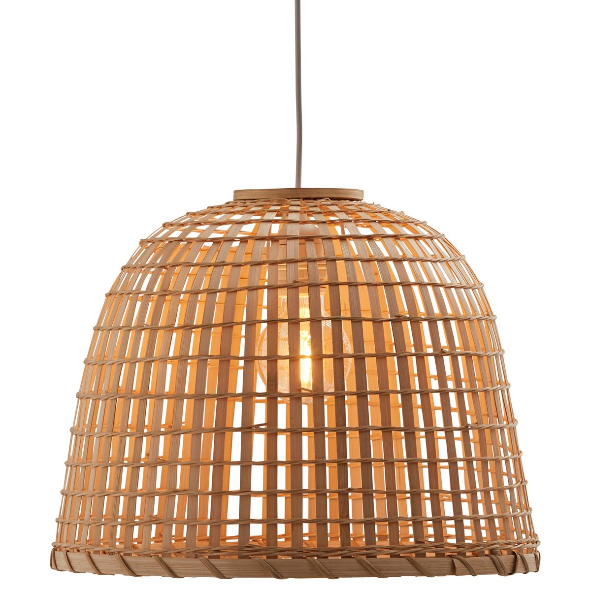 Stone & Beam Modern Round Rattan Pendant with Bulb, 85.6"H, Natural