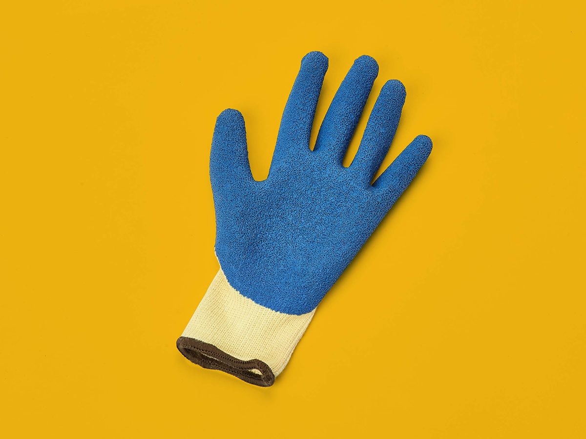 AmazonCommercial 10G Kevlar & Wrinkle Latex (Yellow/Blue), Size L, 6 Pairs