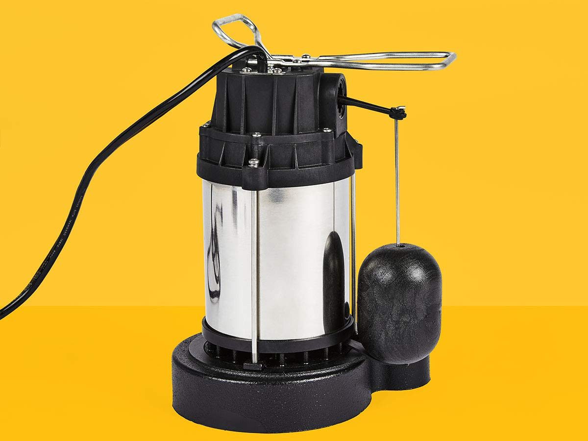 AmazonCommercial 3/4 HP Submersible Sump Pump with Stainless Steel Motor Shell and Cast Iron Base, Mechanical Float Switch