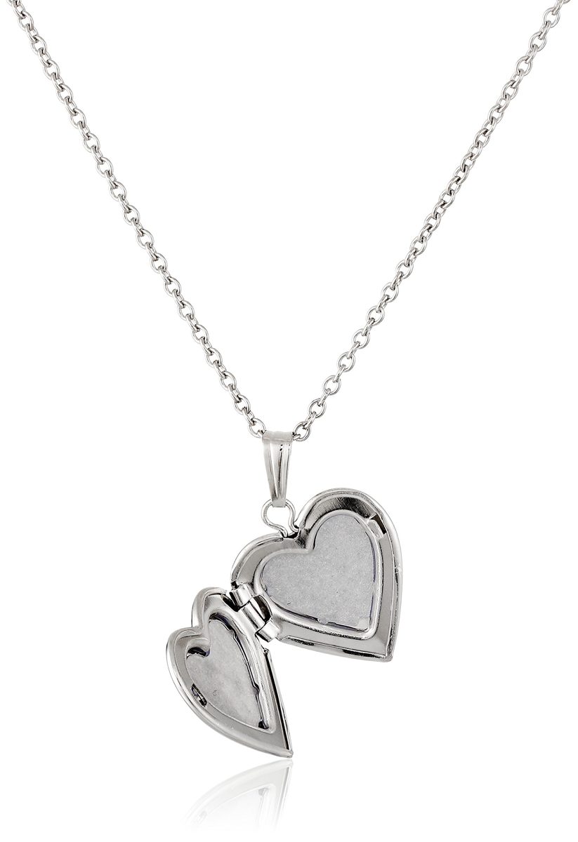 Children's Sterling Silver Hand-Engraved Heart Locket Necklace, 15"