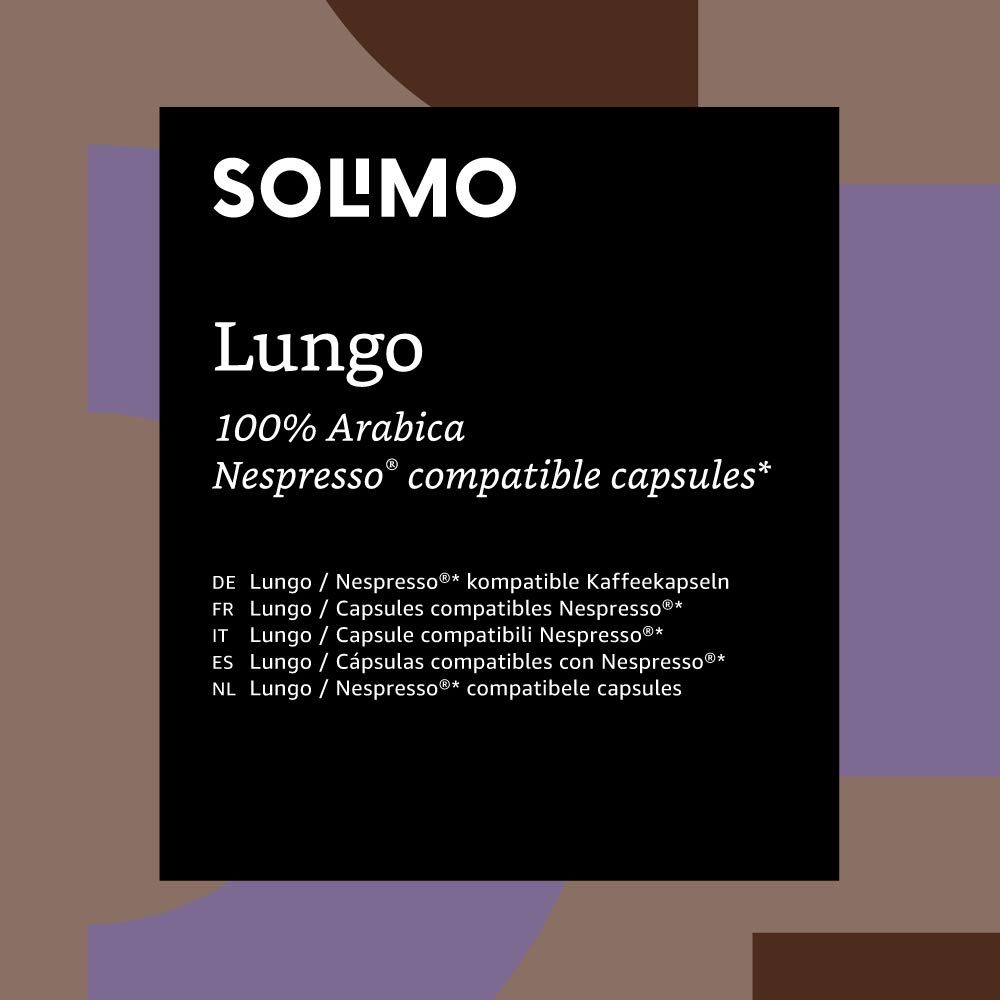 Amazon Brand Solimo Nespresso Compatible Lungo capsules- UTZ certified, 100 capsules (2 x 50)