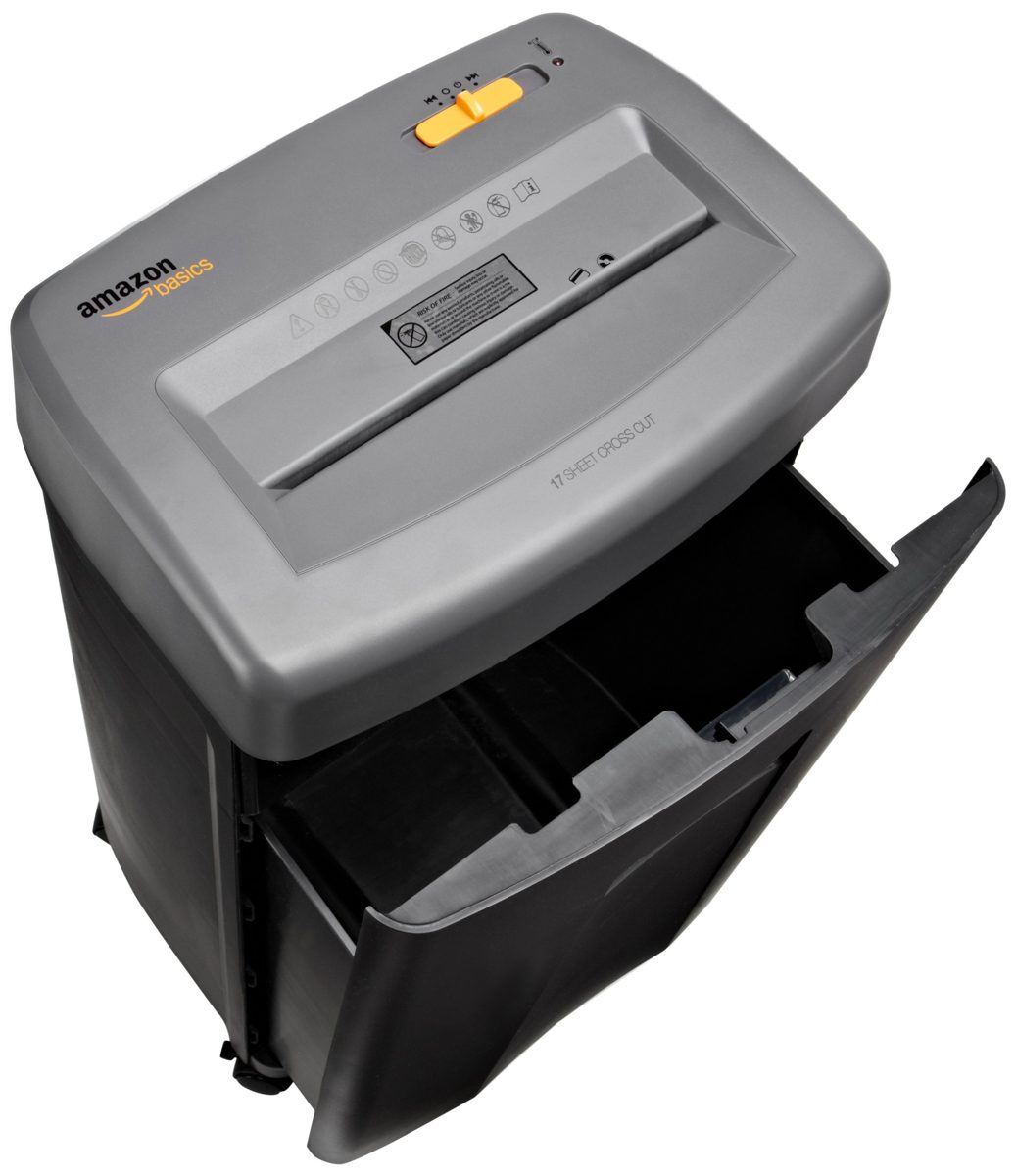 AmazonBasics 17-Sheet Cross-Cut Paper, CD, and Credit Card Shredder and Aleratec Shredder Lubricant Sheets (Pack of 12) Set