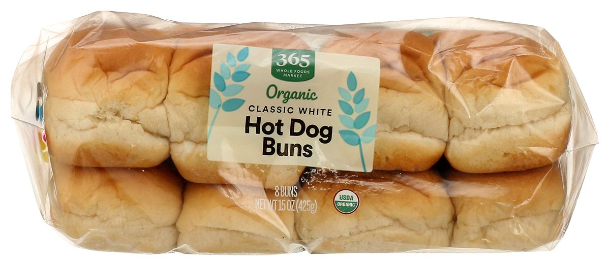 365 EVERYDAY VALUE Organic White Hot Dog Buns 8Ct, 14 OZ (Frozen)