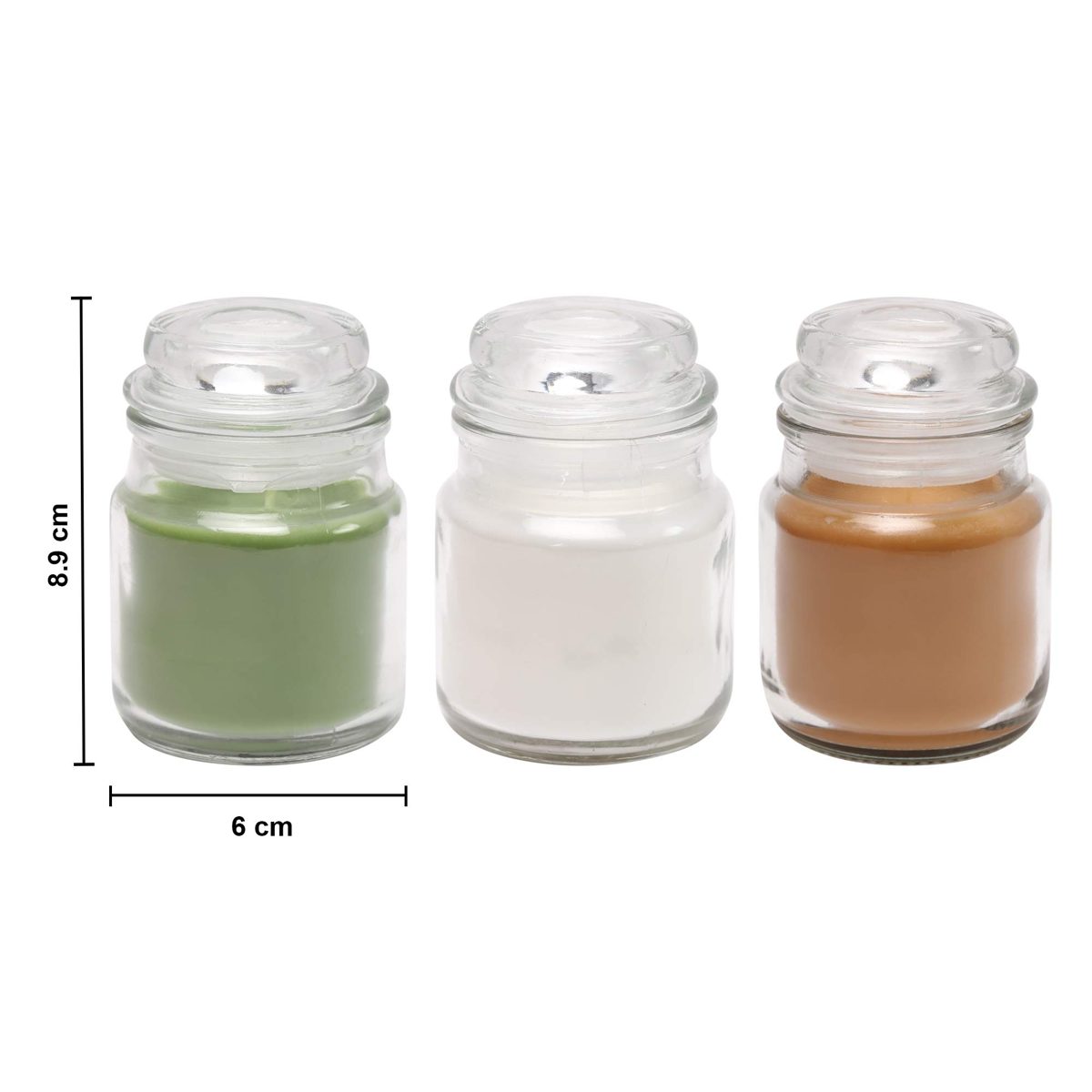 Amazon Brand - Solimo 3 Oz Jar Candles, Pack of 3 (Scented - Jasmine, Lemon Grass & Sandalwood)