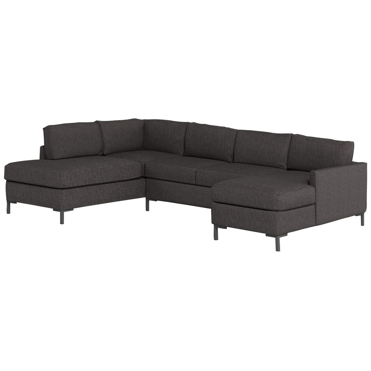 Amazon Brand – Rivet Edgewest Low Back Modern Left U-Sectional, 117"W, Slate Brown